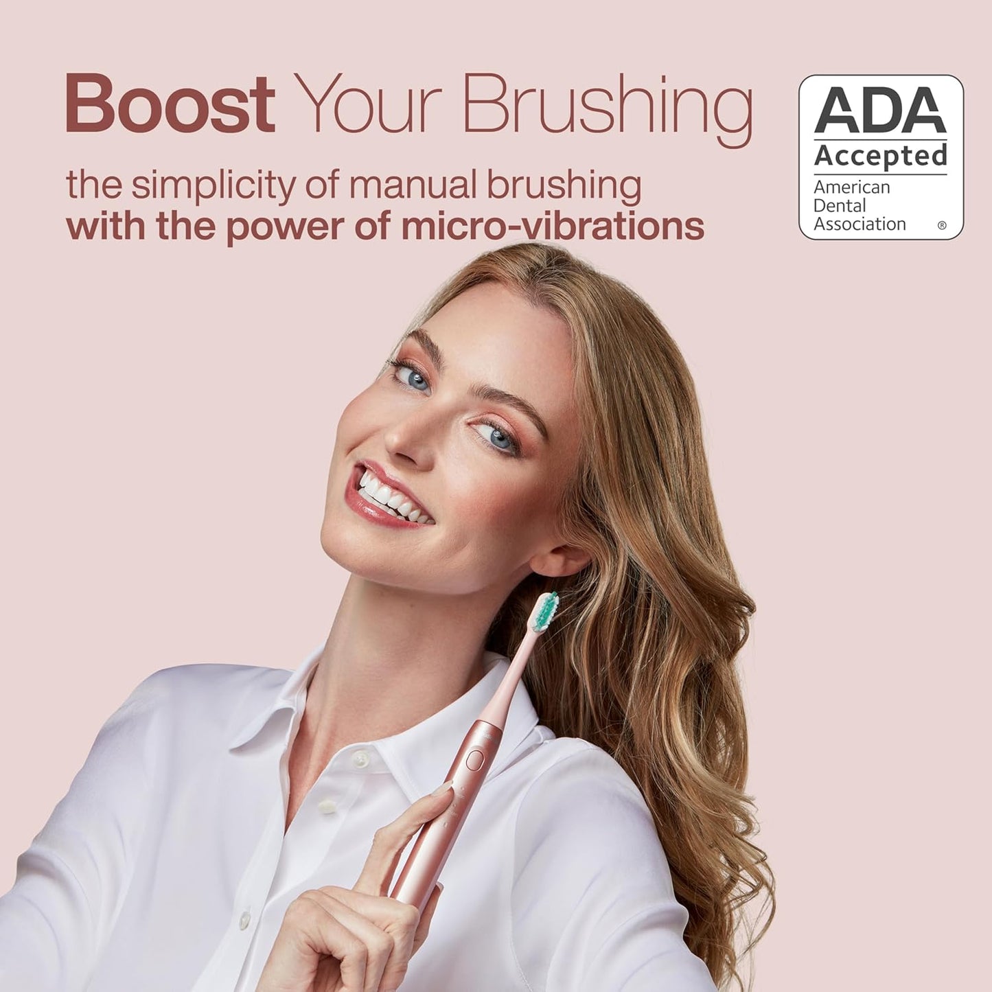 AquaSonic Icon Water Flosser - Cordless Rechargeable Oral Irrigator for Dental Cleaning - Blush