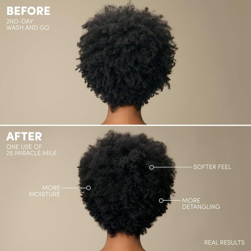 Mizani 25 Benefit Miracle Milk - Leave in Conditioner for Curly Hair, With Coconut Oil, Curl Detangler Spray, Anti Frizz Heat Protectant, No Drying Alcohols, Paraben-Free