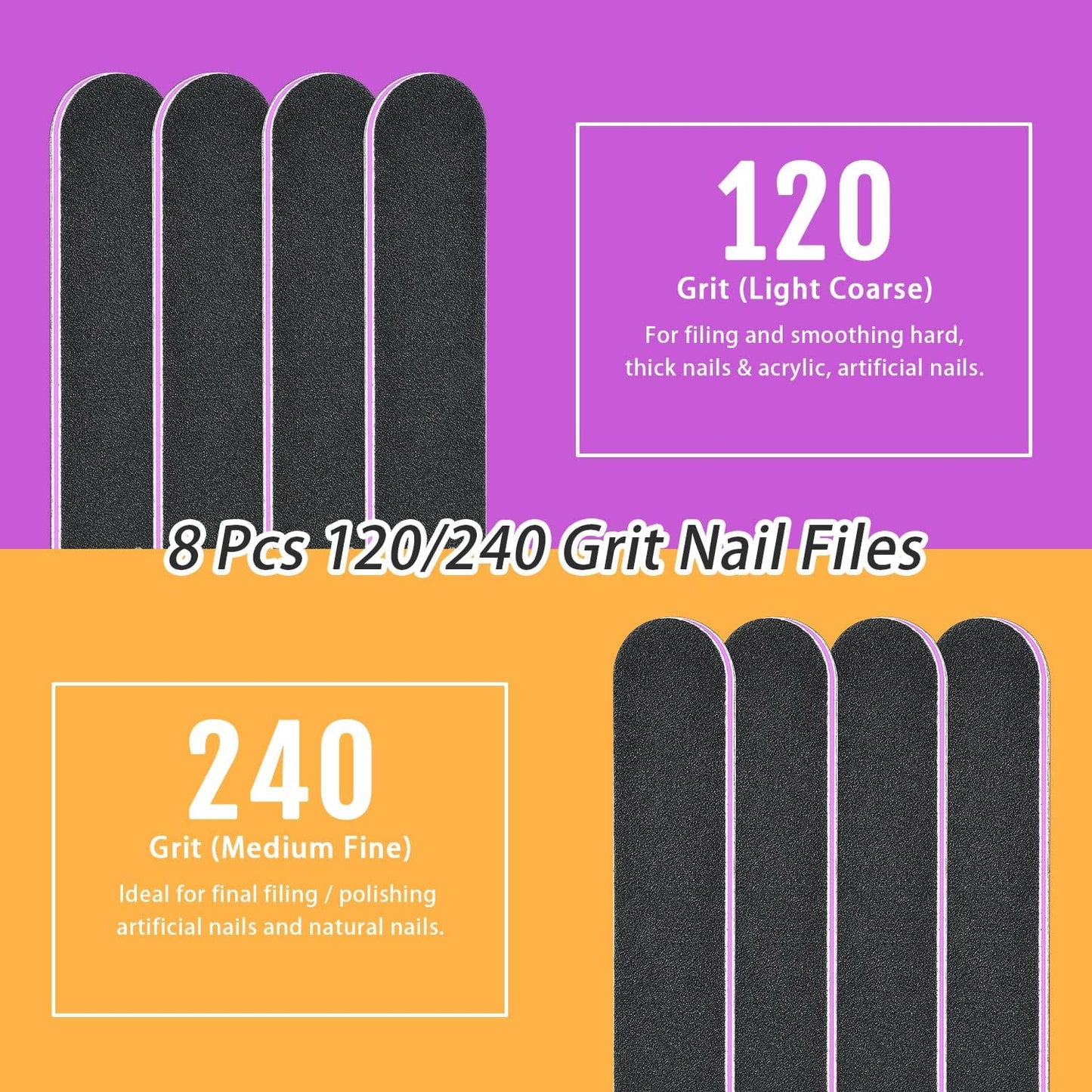 TsMADDTs Nail File Set - 20 Double-Sided Emery Boards for Professional Manicure & Pedicure | Various Grits