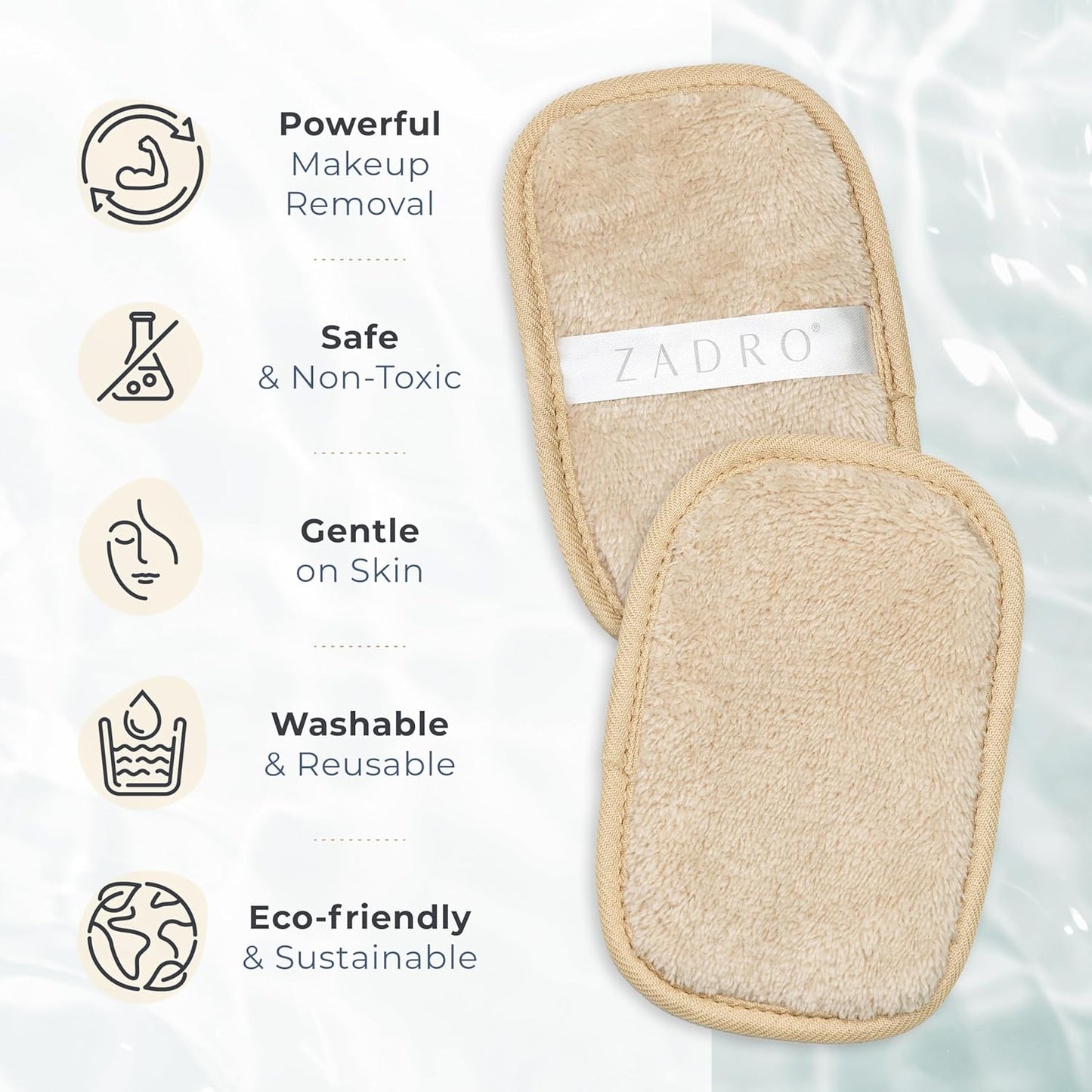Zadro Makeup Remover Cloths - 6-Pack for Effortless Makeup Removal | Works with Waterproof Products
