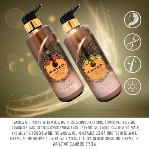 **Skiennix Marula Oil Shampoo & Conditioner Set - Color Safe, Ultra Moisturizing, Sulfate Free | 16 oz Pump Bottles**