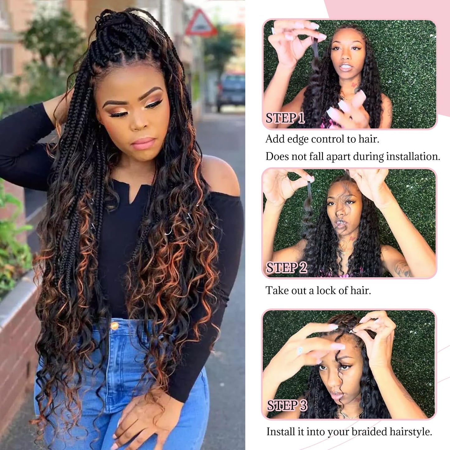 Ombre Brown Human Braiding Hair 20 Inch 100g Highlight 1b/30 Deep Water Wave 2 Bundles Bulk Human Hair for Braiding Curly Hair Extensions for Boho Braids Knotless Wet and Wavy Human Braiding Hair