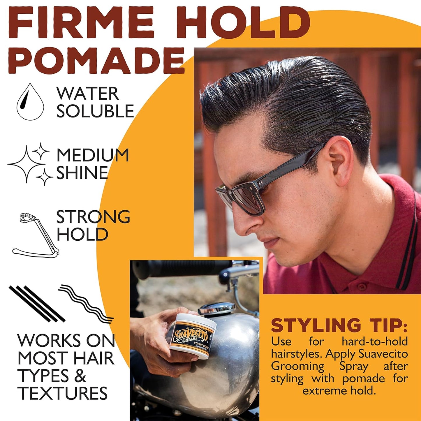 Suavecito Pomade Firme | Strong Hold Hair Pomade for Men - 4 oz, 2 Pack - Medium Shine, Easy to Wash Out