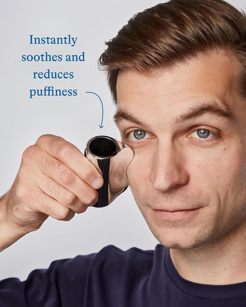Harry's Cooling Eye Kit for Men - Gua Sha Depuffing Facial Massage Tool & 2 Cooling Eye Sticks