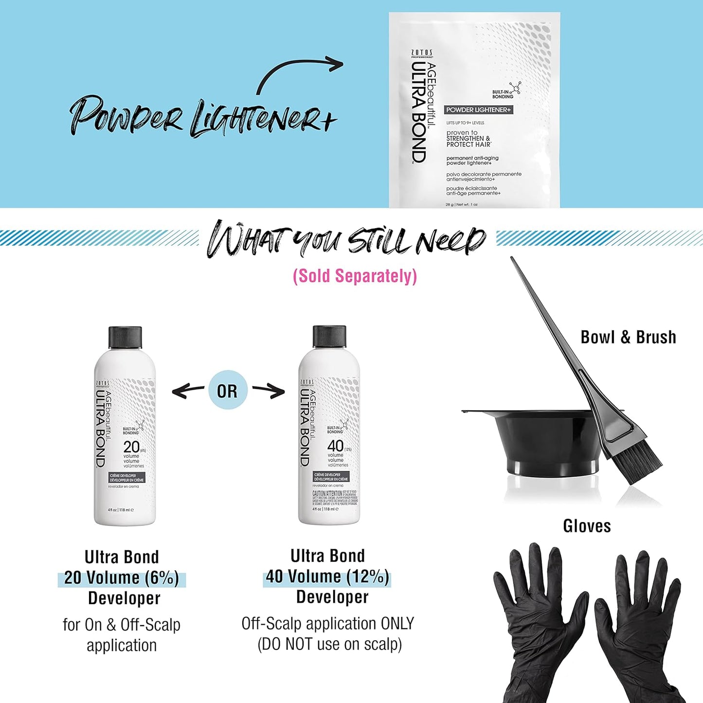 AGE Beautiful Permanent Powder Hair Lightener - Ultra Bond Building Formula | Strengthens & Nourishes | Lifts Up to 9+ Levels for Lightening & Highlights