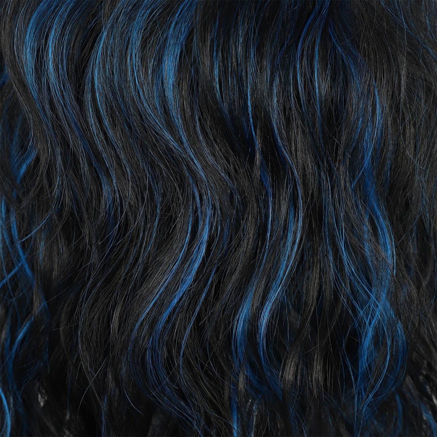 SAPPHIREWIGS Loose Body Wave Wig with Headband Attached Black Mix Blue Highlight Color Glueless Synthetic Headband Wig for Black Women 26 inches