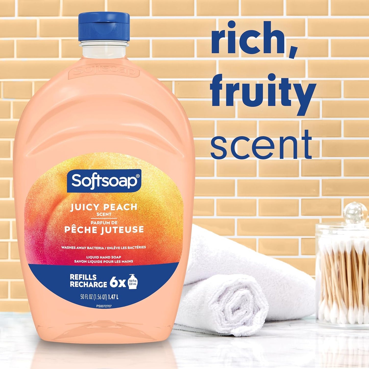 Softsoap Juicy Peach Hand Soap - Rich Fruity Scent for Kitchen & Bathroom | 50 fl oz Refill (Pack of 2)