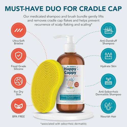 Happy Cappy Medicated Shampoo & Body Wash Bundle | Gentle Dandruff Relief for Babies - 2 Pieces