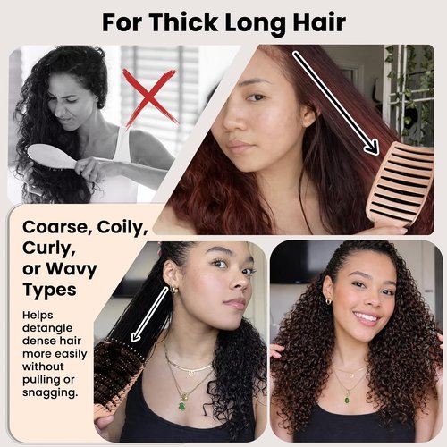 Herstyler Vented Hair Brush - Fast Detangling & Blow Drying - Curved Paddle for Thick, Curly, Wavy Hair - Peach