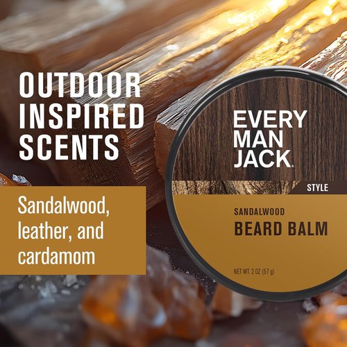 Every Man Jack Beard Styling Balm - Light Sandalwood Scent - Moisturizes & Styles - 2oz