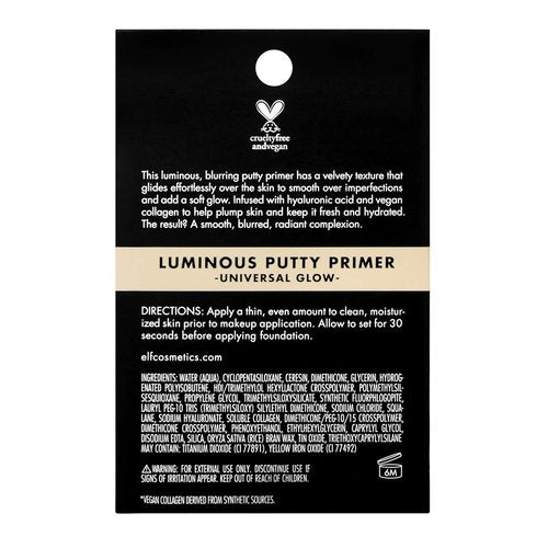 e.l.f. Luminous Putty Primer - Skin Perfecting, Lightweight & Hydrating | 0.74 Oz, Infused with Hyaluronic Acid