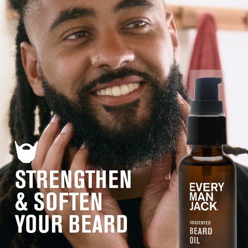 Every Man Jack Unscented Beard Oil - Fragrance-Free Moisturizer for Sensitive Skin - 1 fl oz