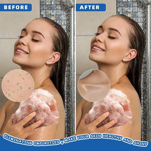 BHYTAKI African Exfoliating Net Sponge Set - 6 Colorful Bath Scrubbers for Smoother Skin | Daily Use