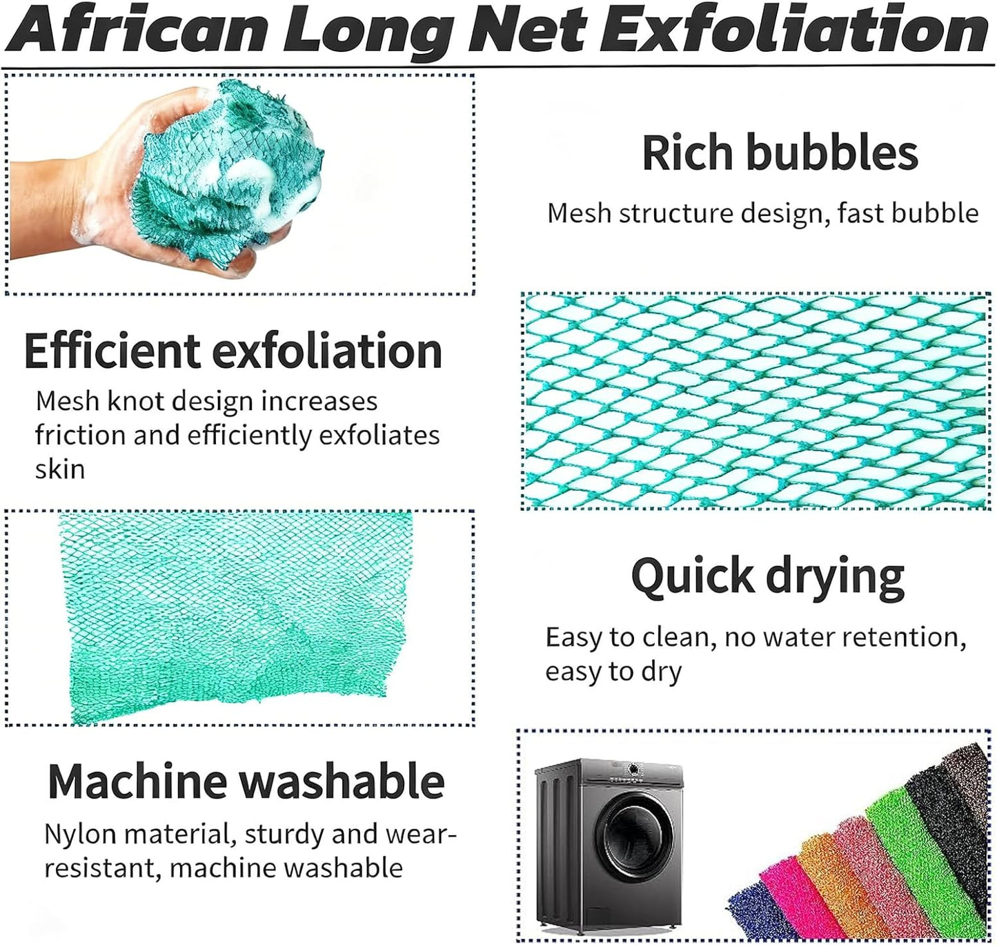 SPMKTBOZAI African Net Sponge - Authentic Exfoliating Bath Scrubber | Mint Green Body Exfoliator