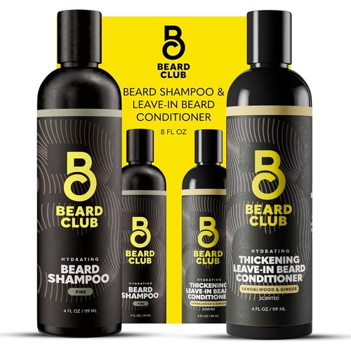 Beard Club Beard Wash & Conditioner Set - Hydrating Facial Hair Shampoo & Leave-In Conditioner for Men