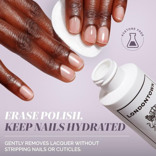LONDONTOWN Acetone-Free Nail Polish Remover Set - Strengthening & Conditioning Pads Included