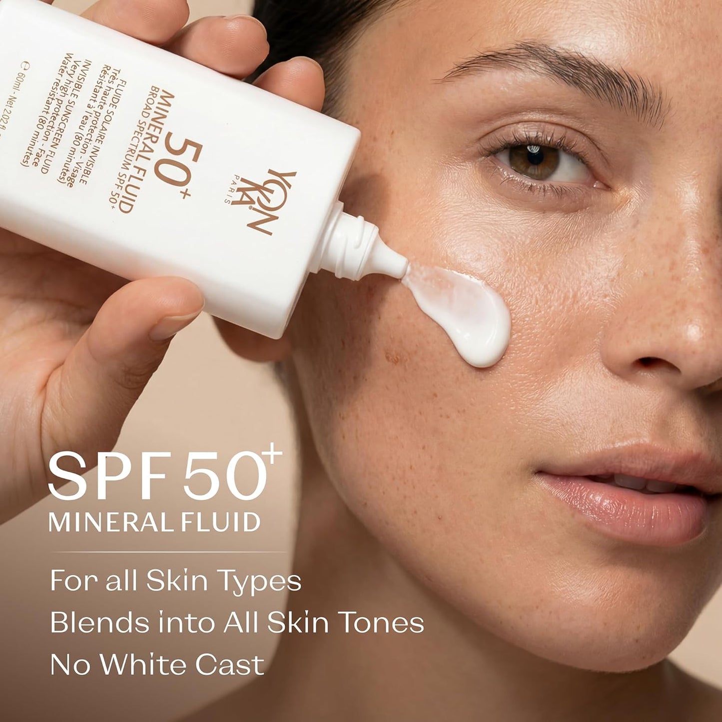 YONKA PARIS SPF 50 Mineral Fluid - Weightless Sheer Sunscreen with No White Cast | Fragrance-Free & Water-Resistant