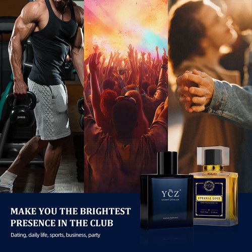 Ycz Cologne for Men Set, 1.7oz(50ml) Bottled Marine Perfume & Carnival Men Perfume, Long Lasting Spicy Wood Fragrance, Elegant Unique, Sleek Bottle Design for Christmas Gifts Ideal