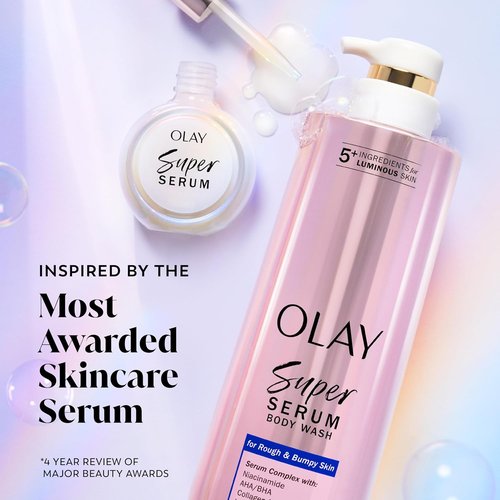 Olay Super Serum Body Wash - Hydrating & Renewing Exfoliating Formula for Rough Skin | 18.5 fl oz