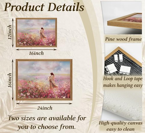 Framed Jesus and Lamb Canvas Wall Art - Jesus Saves Painting for Church & Home Decor | 12x16in