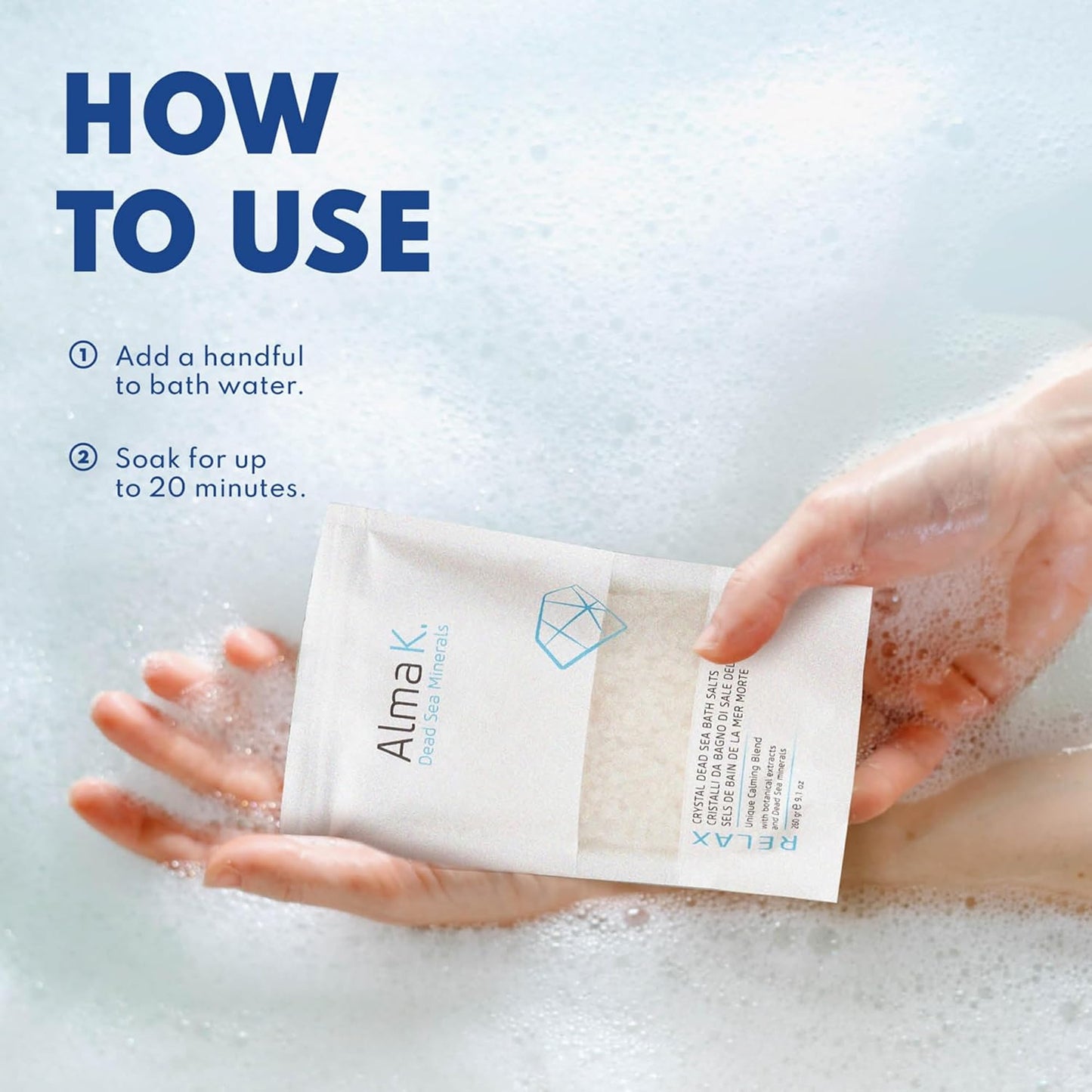 Alma K Crystal Dead Sea Bath Salts - Exfoliate & Hydrate - White Tea & Neroli Scent - 9.1 oz