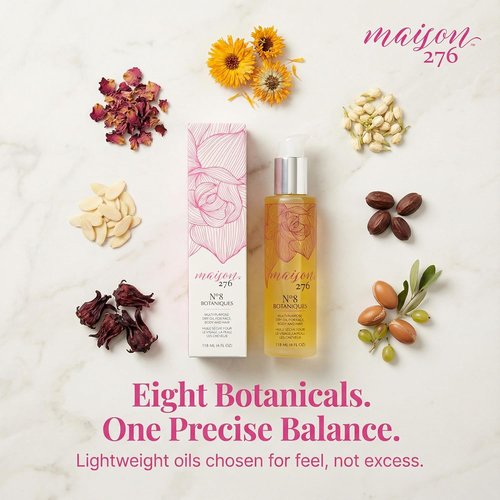 Maison 276 No. 8 Botaniques Multi-Purpose Moroccan Oil - Hydrating Moisturizer for Face, Body & Hair | 4 Fl Oz, Paraben-Free