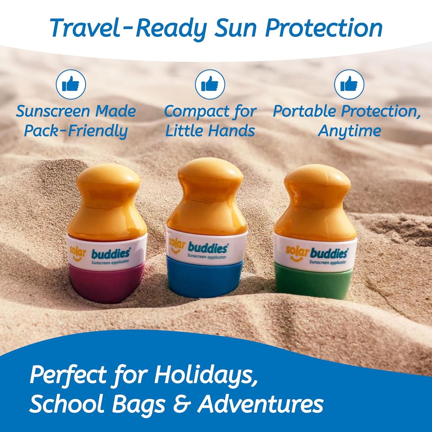 Solar Buddies Sunscreen Applicator - Refillable Roll-On Sponge for Kids & Adults | 3.4fl oz Green