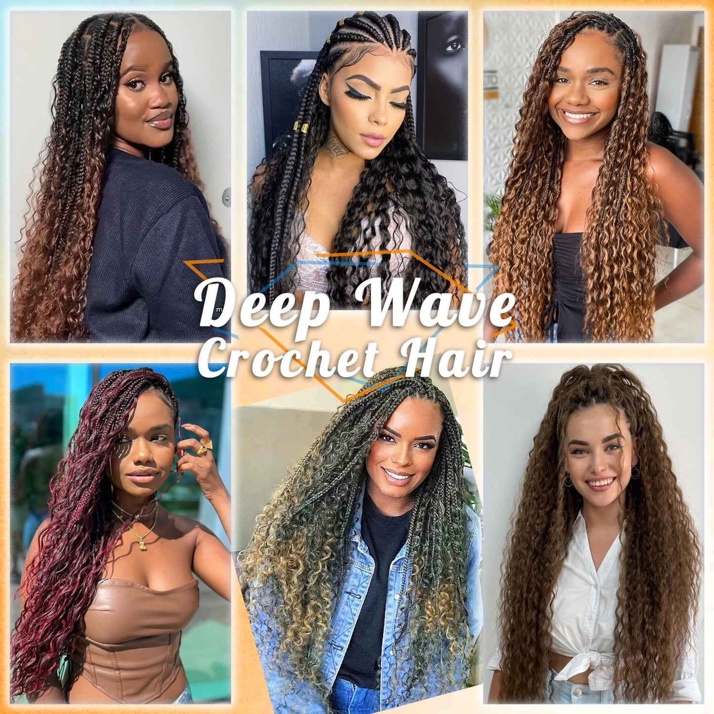 Eerya Long Curly Braiding Hair 18 Inch 2 Packs Ocean Wave Crochet Hair for Black Women Deep Wave Braiding Hair for Boho Braids (18 inch, 1B)