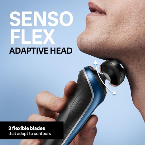Braun Electric Shaver - Series 6 6177cc | Wet & Dry Shaving with Turbo & Gentle Modes - Blue