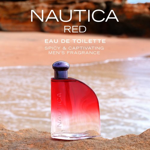 Nautica Color Red Eau de Toilette for Men, Aromatic Fougere Fragrance, Notes of Black Pepper, Lavender and Rosemary, 1.6oz