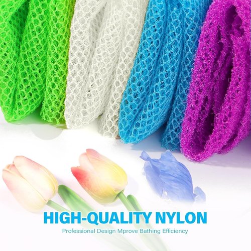 **UJFQBH African Exfoliating Net Bath Sponge Set - 4 Colorful Body Scrubbers for Daily Use**