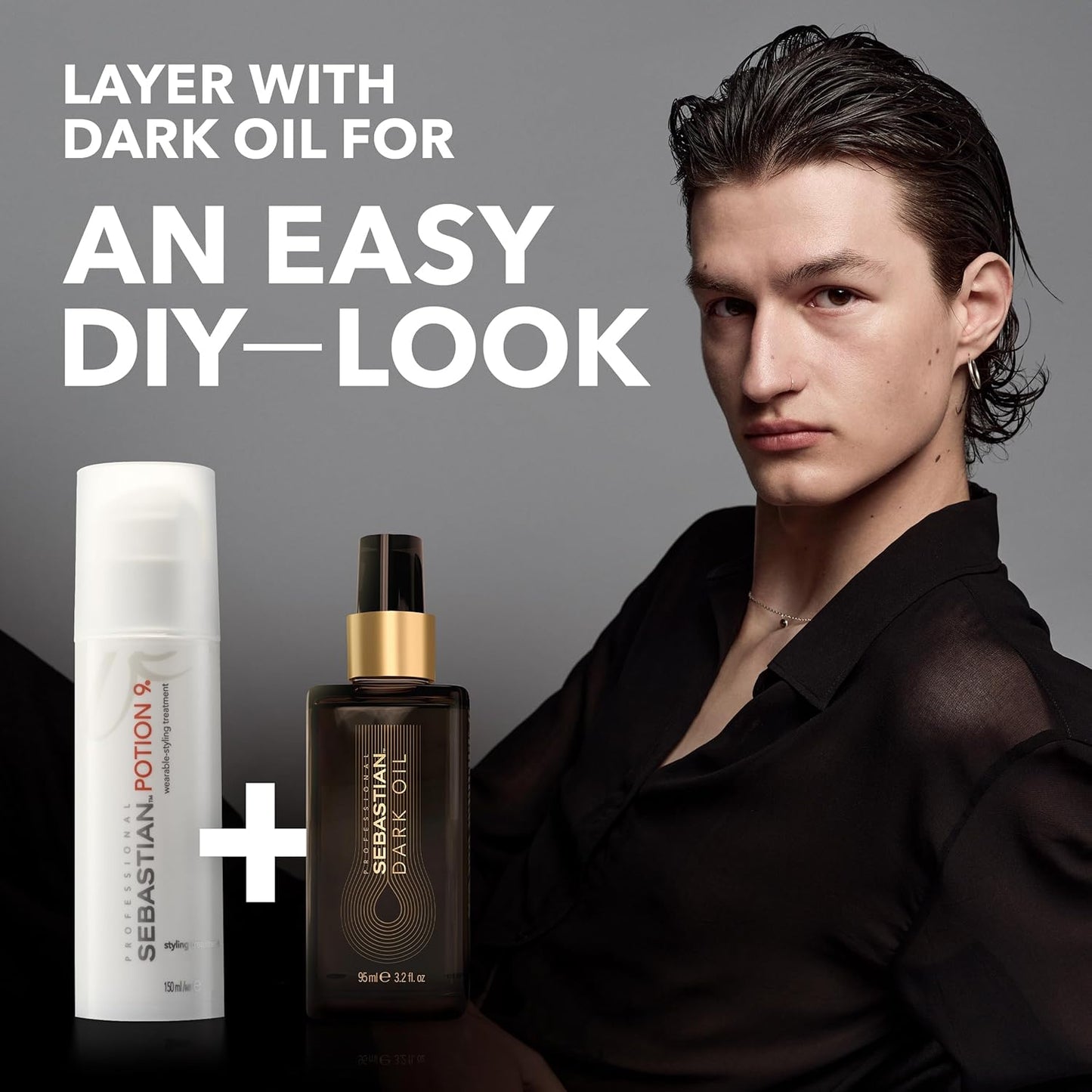 Sebastian Professional Cocktail Set - Leave-In Conditioner & Styling Treatment 5.1 oz | Dark Oil Hair Styling Oil 3.2 oz - Nourishing Natural Oils