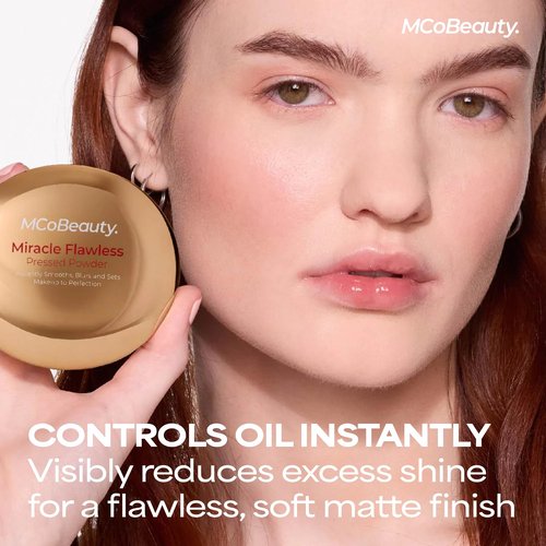 MCoBeauty - Parent - Miracle Flawless Pressed Powder - Compact Setting Powder with Rose Flower Extract and Sweet Almond Oil - Helps Finish and Refine the Look of Makeup