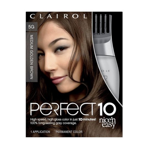 Clairol Nice‘n Easy Perfect 10 Permanent Hair Dye - 5G Medium Golden Brown Color | Pack of 1