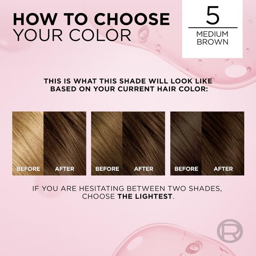 L'Oreal Paris Excellence Crème Permanent Hair Dye, Triple Care Hair Color with Pro-Keratine Complex for 100% Gray Hair Coverage, 5 Medium Brown, 1 Kit (Pack of 3)