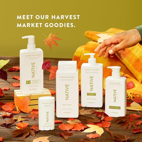 Native Body Wash - Naturally Derived Autumn Air & Amber Scent - Sulfate & Paraben Free - 18 oz (2-Pack)