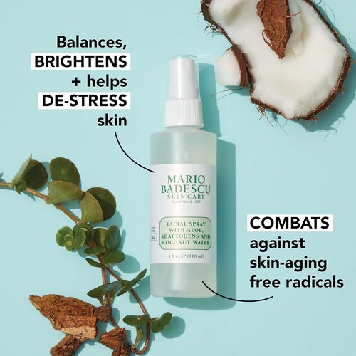 Mario Badescu Facial Spray with Aloe, Adaptogens & Coconut Water – Hydrating Face Mist for Dewy Glow, Lightweight Refreshing Skin Spray with Hyaluronic Acid & Niacinamide