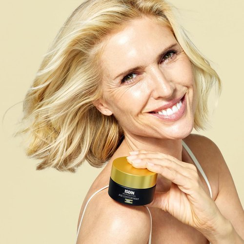 ISDIN Age Contour Night Cream - Revitalizing Face & Neck Treatment with Melatonin & Peptides | 1.8 Oz
