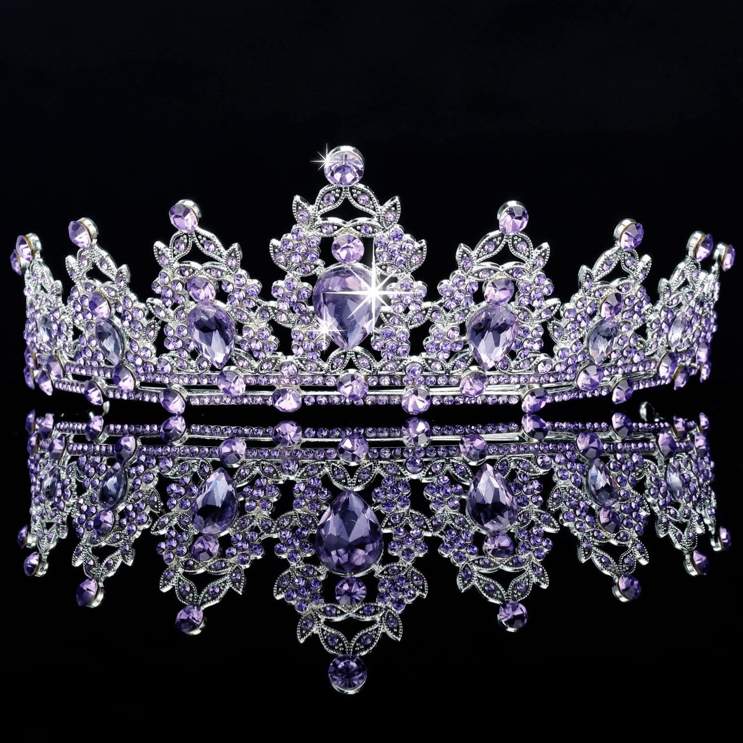 Tiaras for Women, Didder Crystal Crown Purple Tiara Crowns for Women, Tiaras for Girls Silver Princess Crown Wedding Tiaras and Crowns for Women Brides Birthday Party Christmas