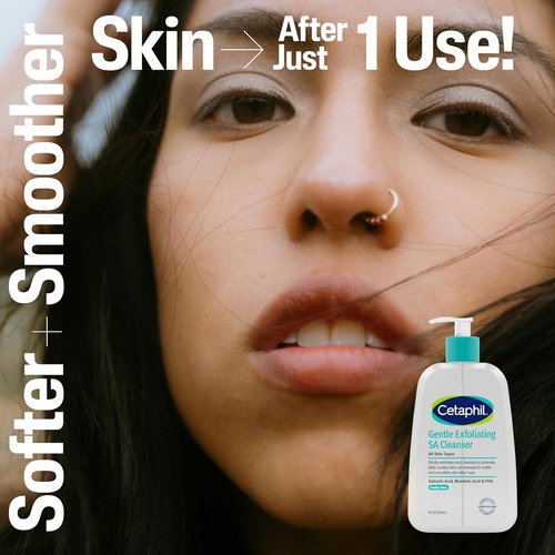 Cetaphil Gentle Exfoliating Cleanser - Foaming Gel with Salicylic Acid & Mandelic Acid | 16 Oz Pump Bottle