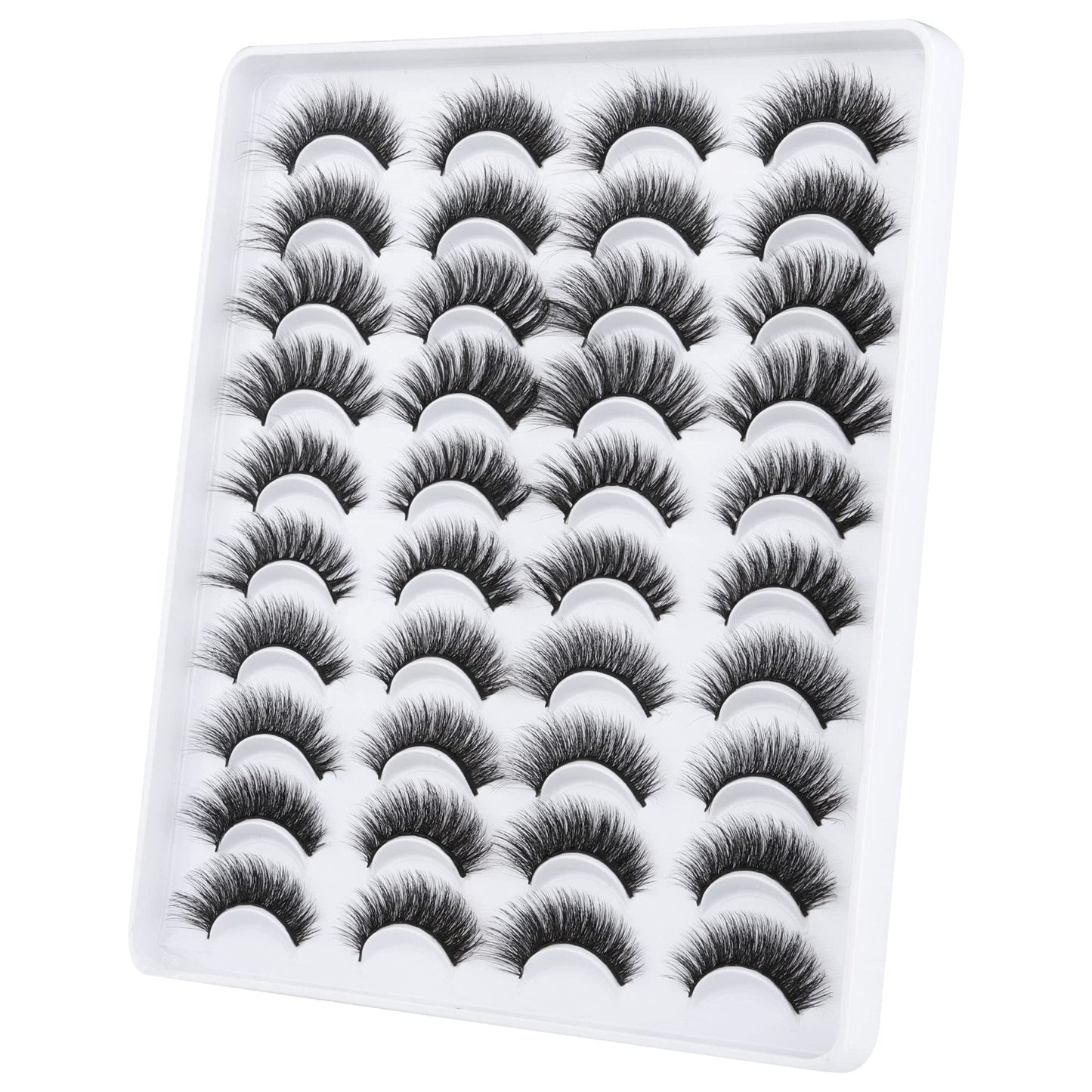 JIMIRE 20 Pairs False Eyelashes 5 Styles Cat Eye Lashes Pack Fluffy Natural Volume Faux Mink Lashes Packs