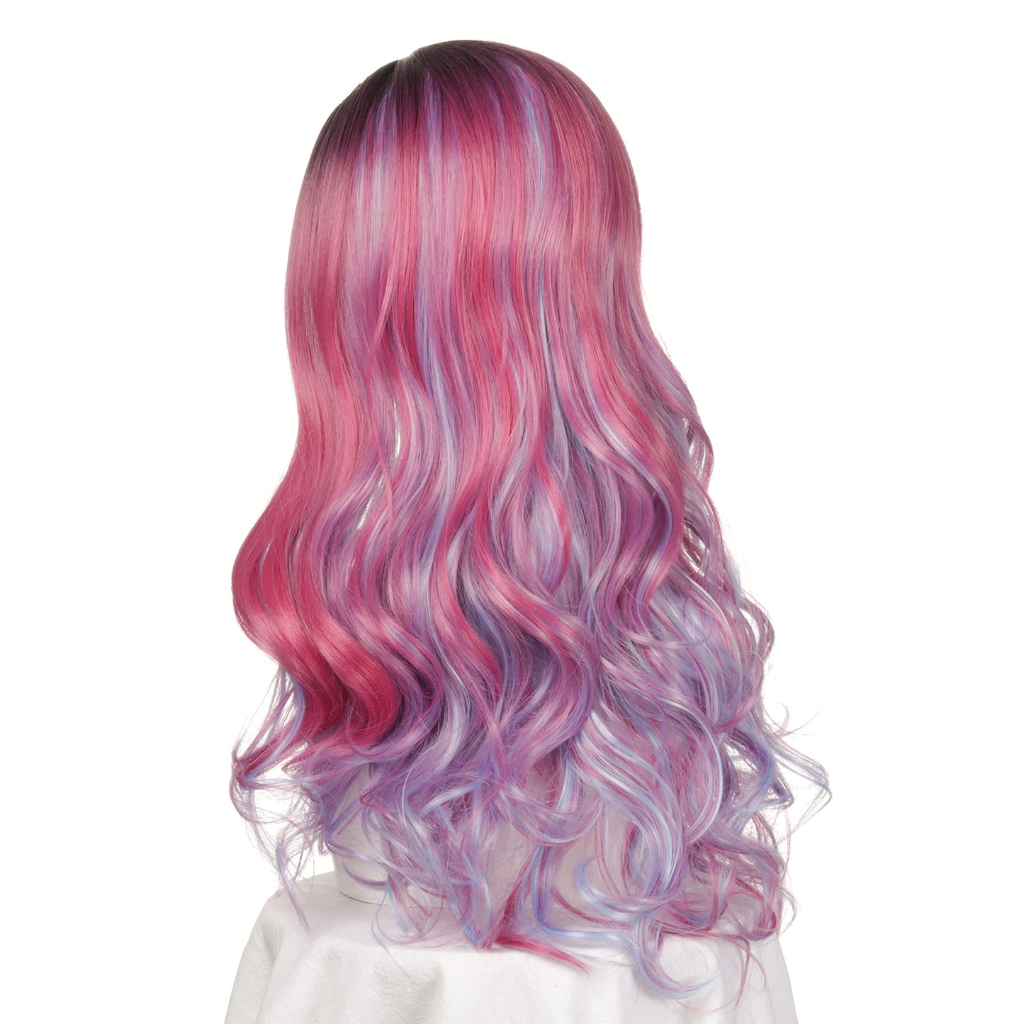 FALAMKA Long Wavy Cosplay Wig Pink and Purple Mixed Wig for Girls Costume Party Halloween