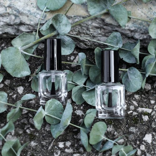 Agidea 6PCS Empty Nail Polish Bottles with Funnel, Empty Fingernail Polish Bottles Glass Rectangle with Brush & Mixing Balls Black (5ML)