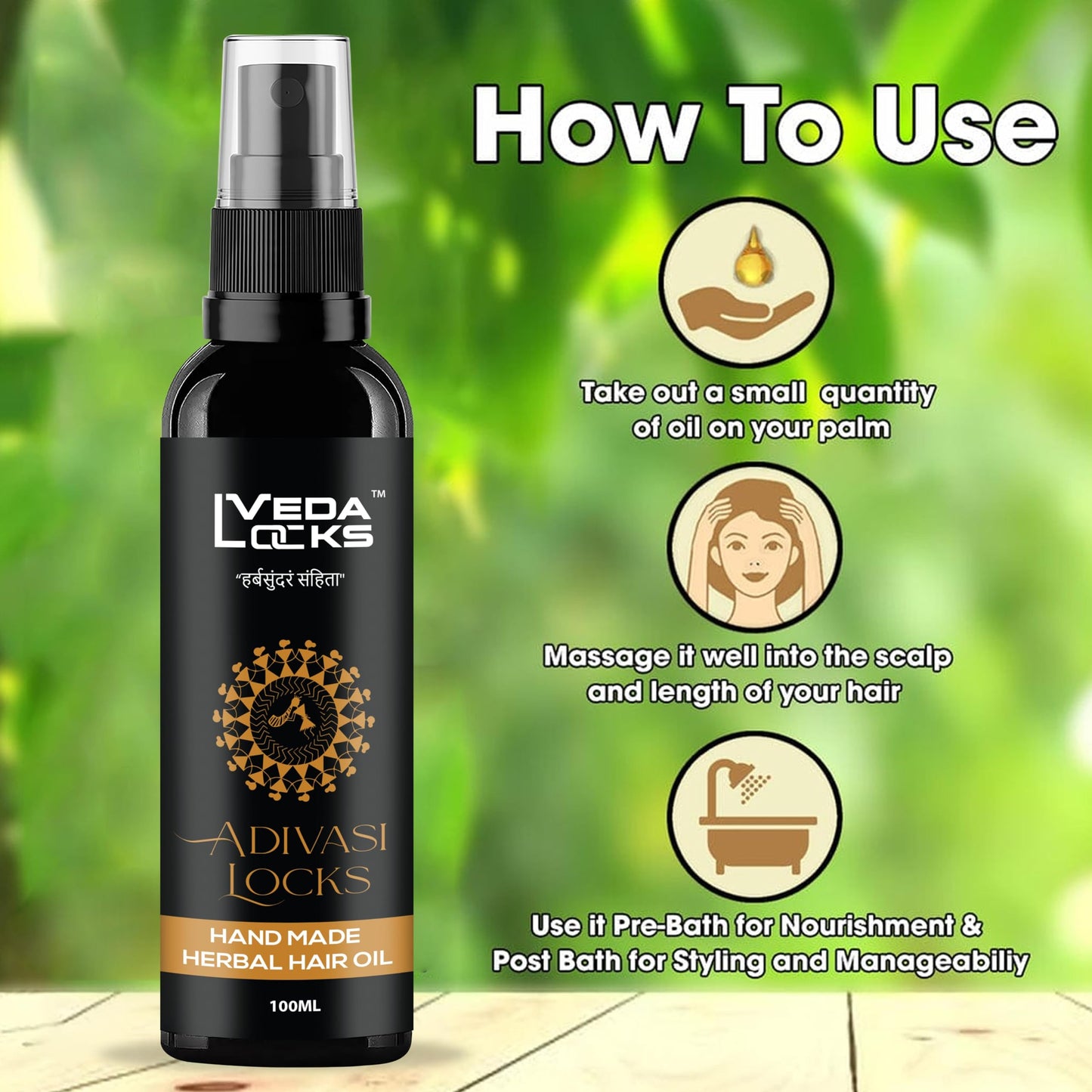 VEDIK REVIVAL Adivashi Revival Hair Oil ||adivashi neelambari hair oil - Ayurvedic Blend for Hair Growth, Volume & Shine - Natural and Paraben-Free - 3.38 fl oz /100 ml
