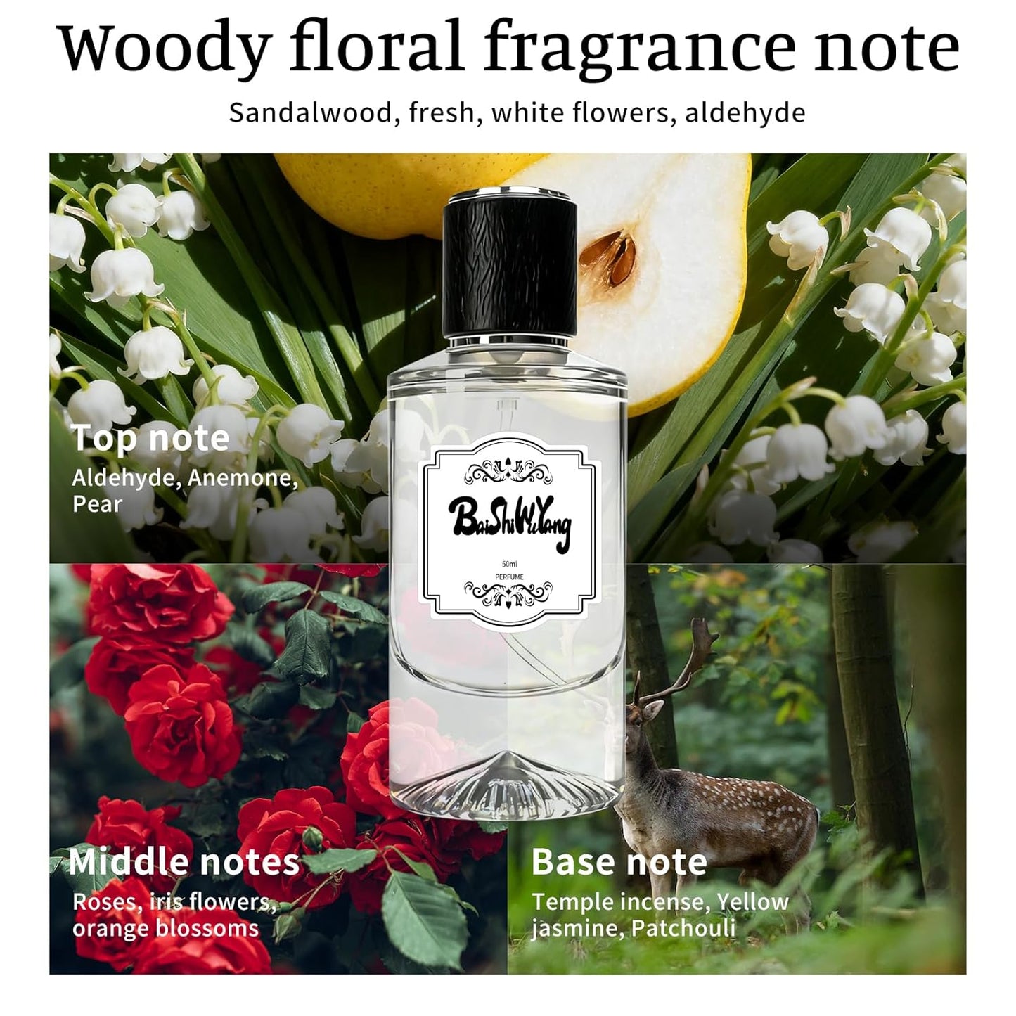 Woody Floral Women's Perfume - Fresh Eau de Toilette with Lily of the Valley & Iris Accord | 50ml
