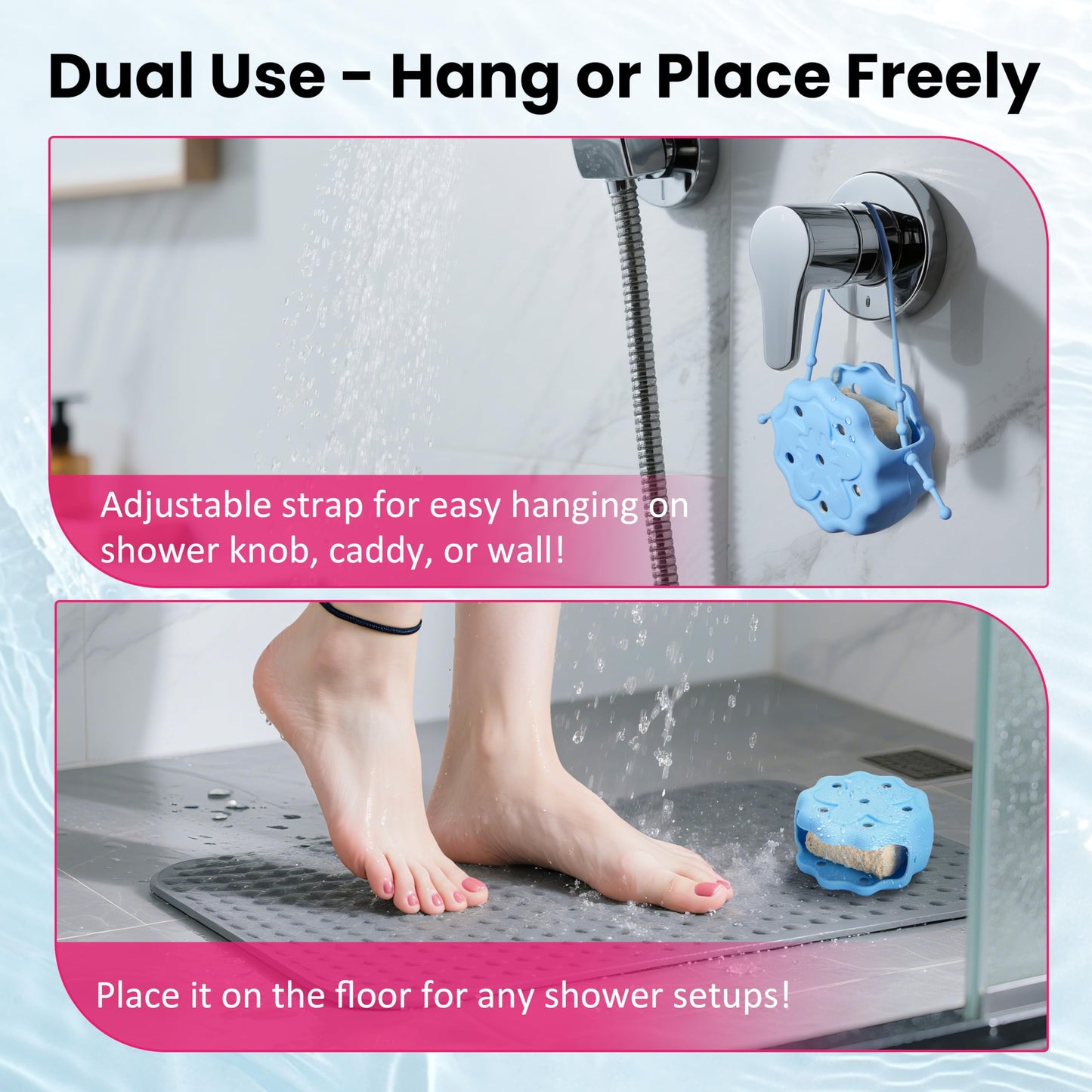 Silicone Shower Steamer Holder/Tray, Hangable&Durable Shower Steamer Hanger, Long Lasting Bath Bombs Holder, Aromatherapy Diffuser Containers, Bathroom Accessory for Decor, Blue