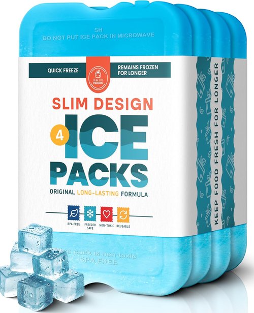 Healthy Packers Ice Packs - Long-Lasting Freezer Packs for Lunch Boxes & Coolers | Slim Design for Beach, Camping & Fishing