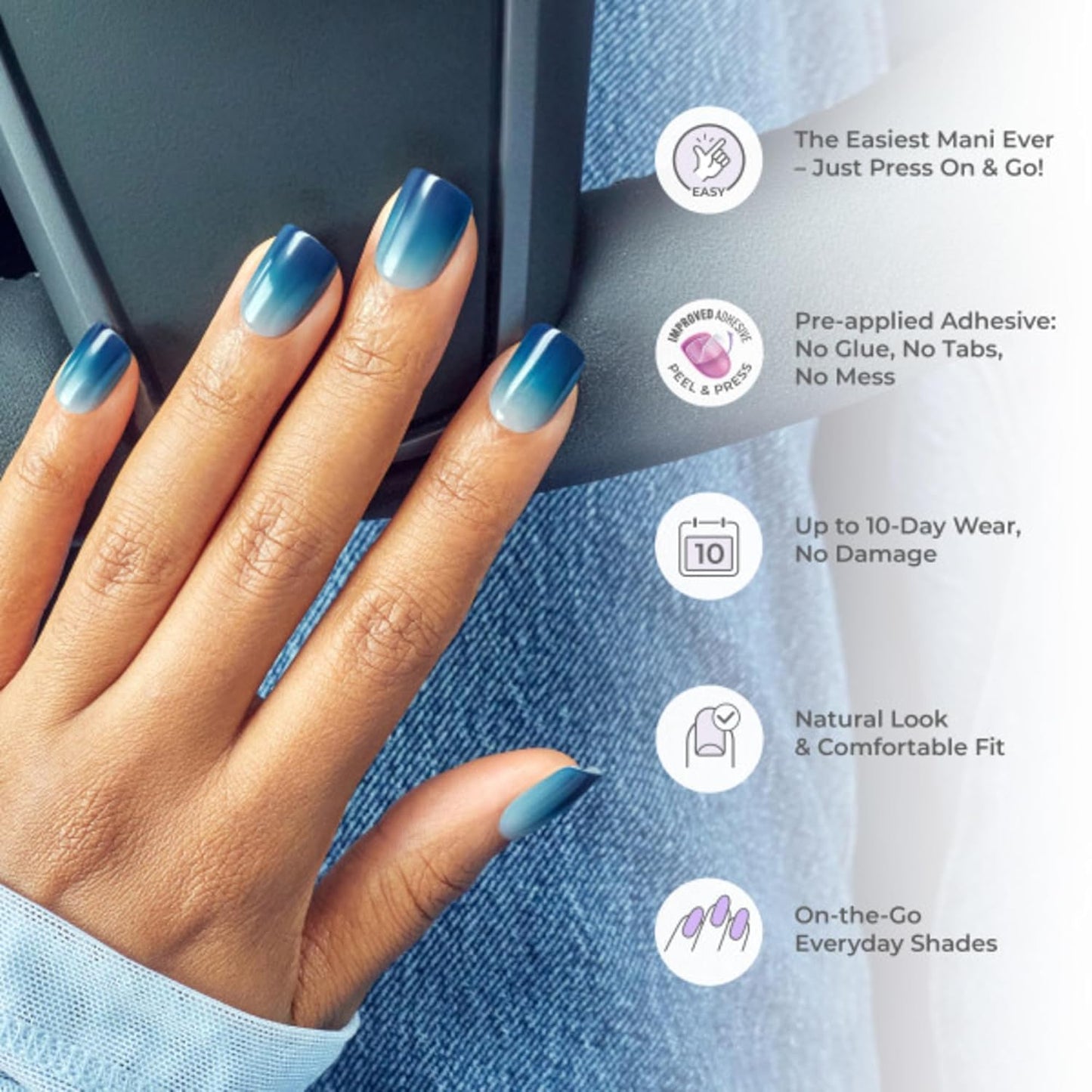 imPRESS Color Press On Nails - Sweet Mango Solid Orange | Short Squoval Design with PureFit Technology & Super Hold Adhesive