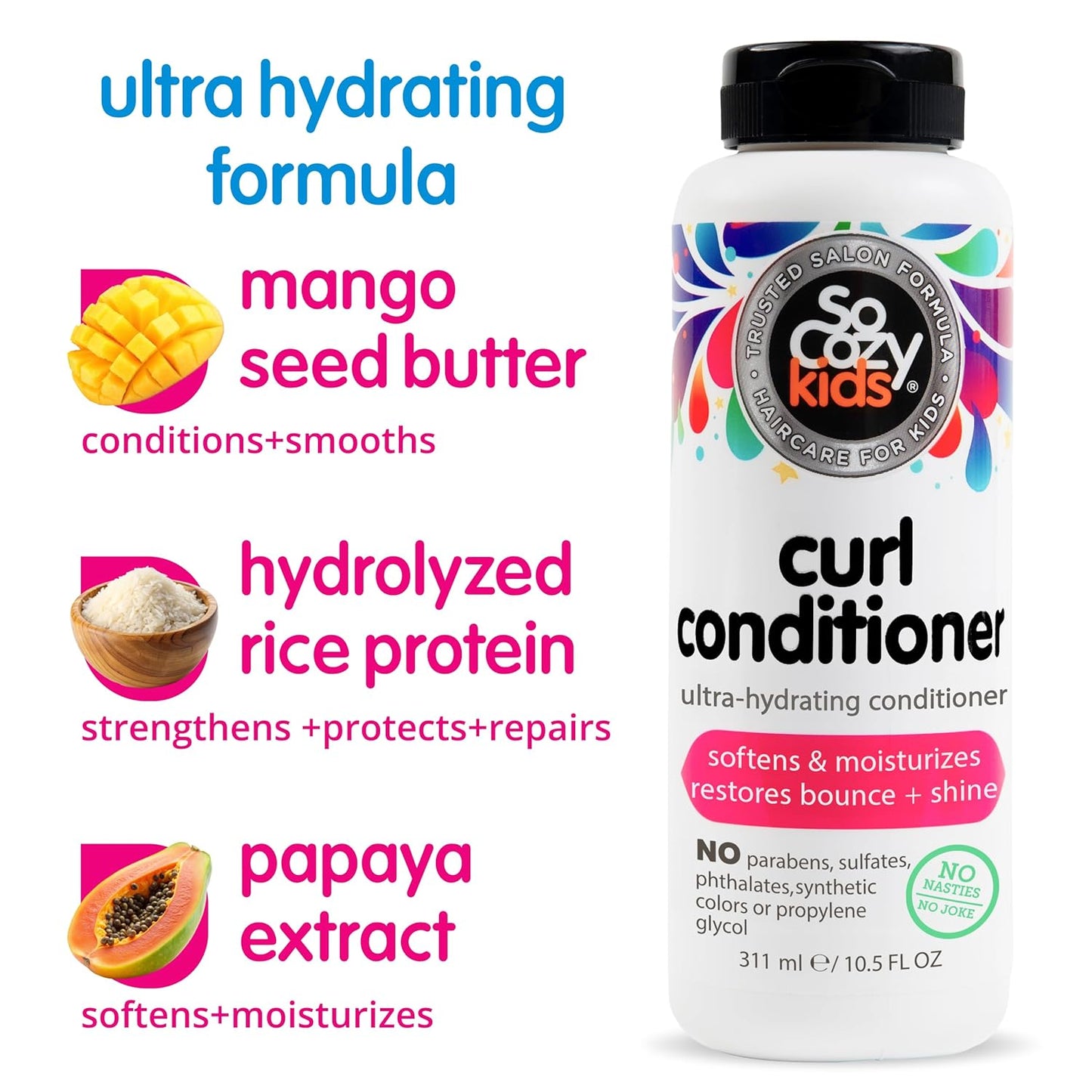 SoCozy Curl Conditioner - Kids' Hair Care for Softness, Bounce & Shine | Sweet-Crème, 10.5 Fl Oz