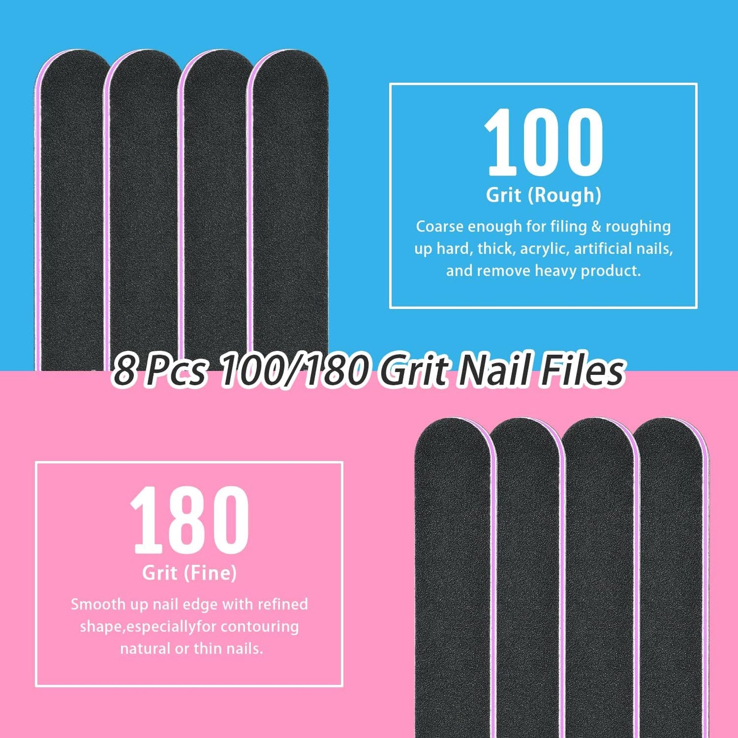 TsMADDTs Nail File Set - 20 Double-Sided Emery Boards for Professional Manicure & Pedicure | Various Grits